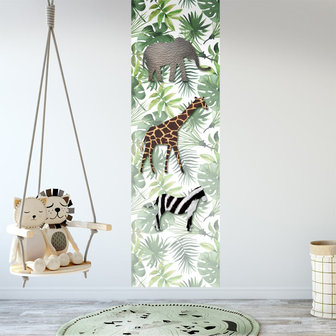 Poster (zelfklevend) / behang kinderkamer jungledieren botanisch 