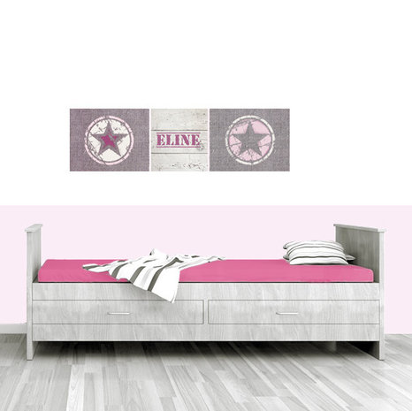 Poster (zelfklevend) ster met naam roze