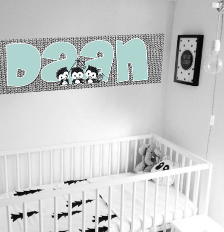 Poster (zelfklevend) babykamer zwart wit mint